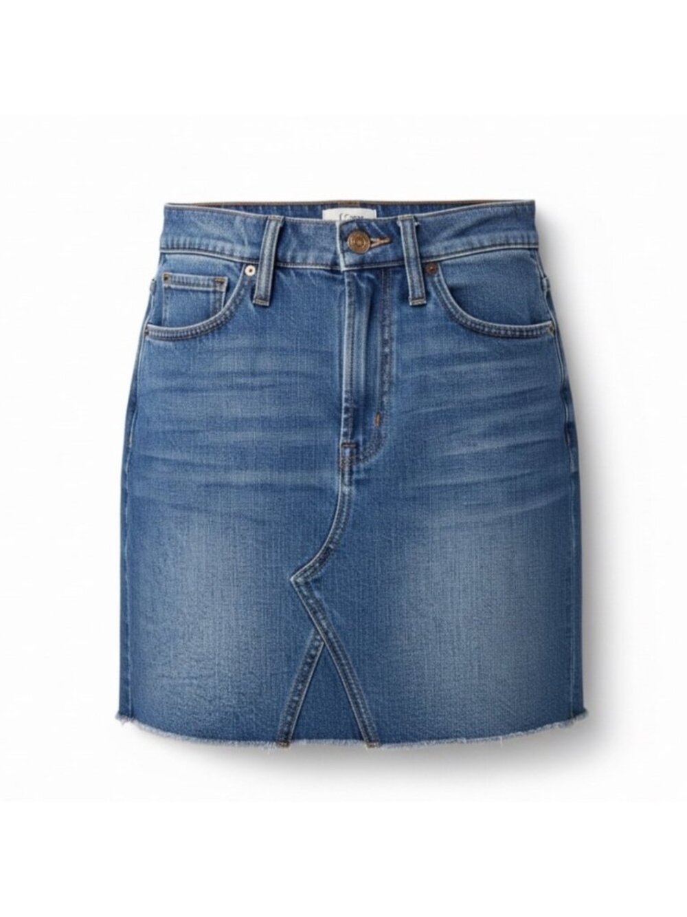 J. Crew Womens Blue Cotton Denim Mini Skirt Frayed Hem Casual Petite 25P